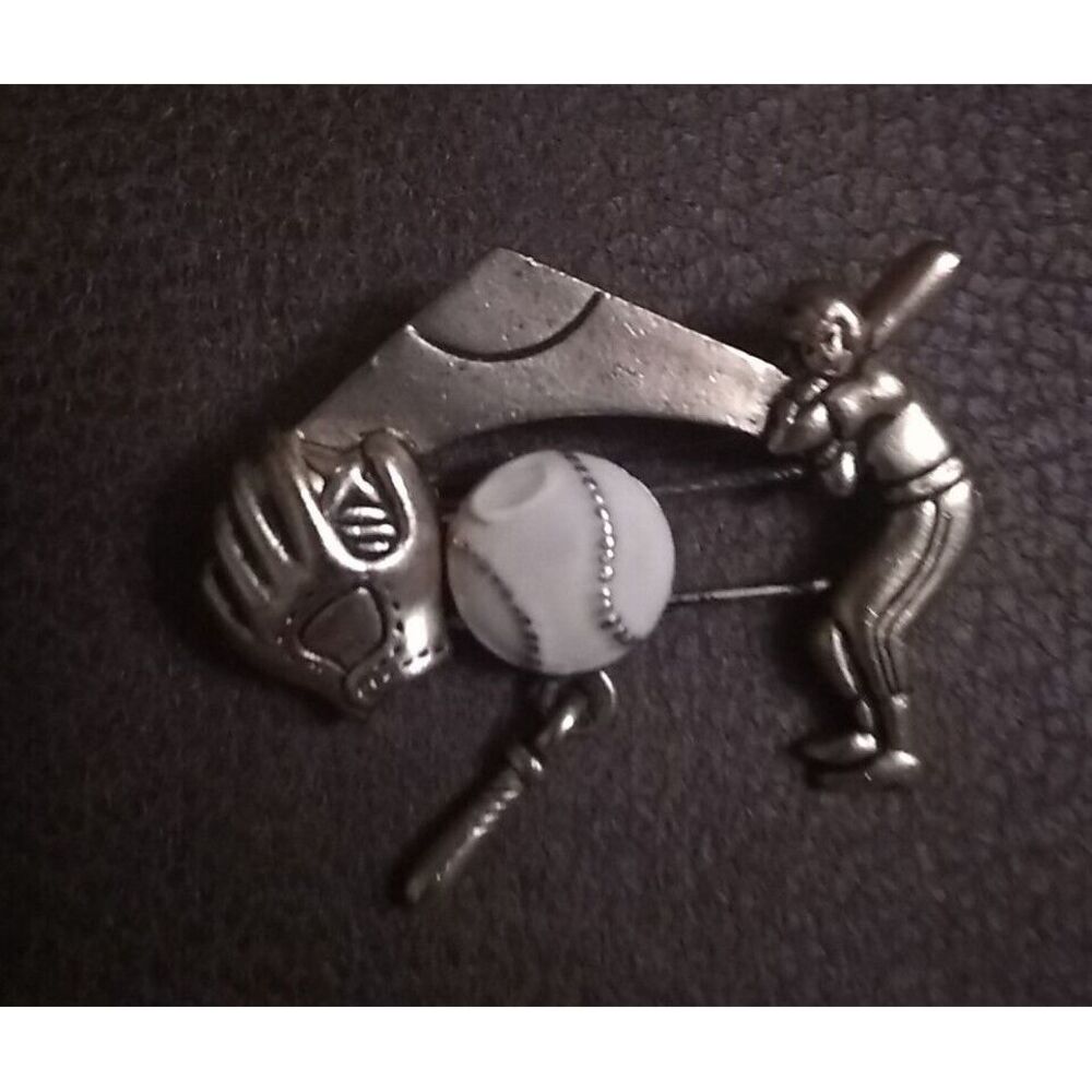 Baseball Brooch Gold‎ Tone Mitt Batter Sliding Baseball Batter Lovers